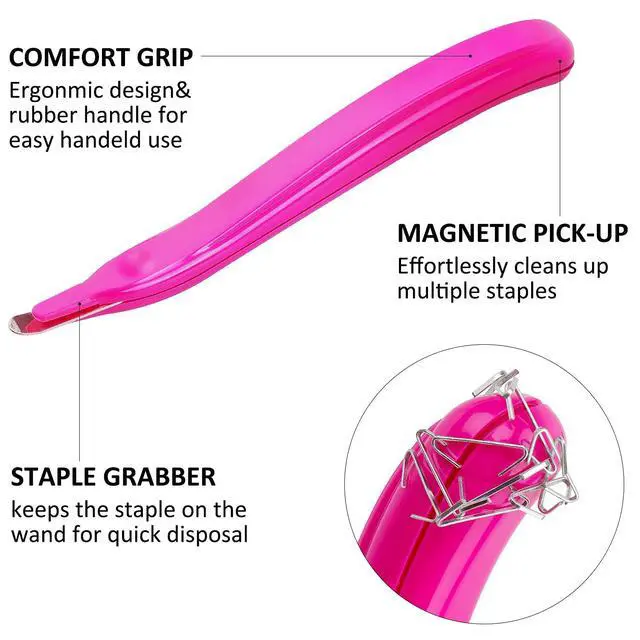 Alt view image 3 of 7 - Magnetic Staple Remover 3 Pack(Blue, Rose, Green) | Staple Removal Tool, Easy removal, No paper tear, 3-color set