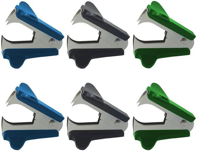 Main image of Staple Remover (6-Pack) (Assorted Colors 3) | Staple puller tool · pinch jaw style · shiny plated metal jaws · smooth spring action · bulk pack for office & school