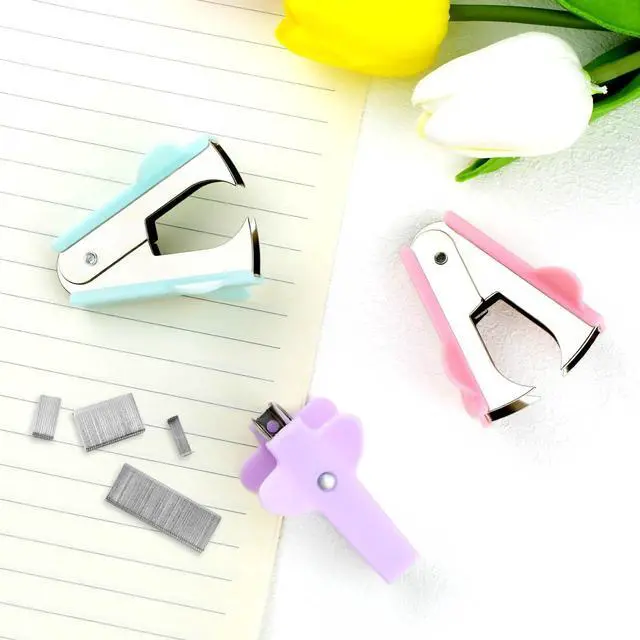 Alt view image 2 of 7 - 3 Pack Staple Remover Stapler Puller Remover Stapler Remover Tool for Home Office School Office Staple Removers Staple Removal Set Pinch Jaw Style Staple Remover Tool (Pink Purple Green)