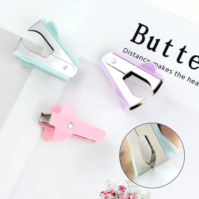 Alt view image 4 of 7 - 3 Pack Staple Remover Stapler Puller Remover Stapler Remover Tool for Home Office School Office Staple Removers Staple Removal Set Pinch Jaw Style Staple Remover Tool (Pink Purple Green)