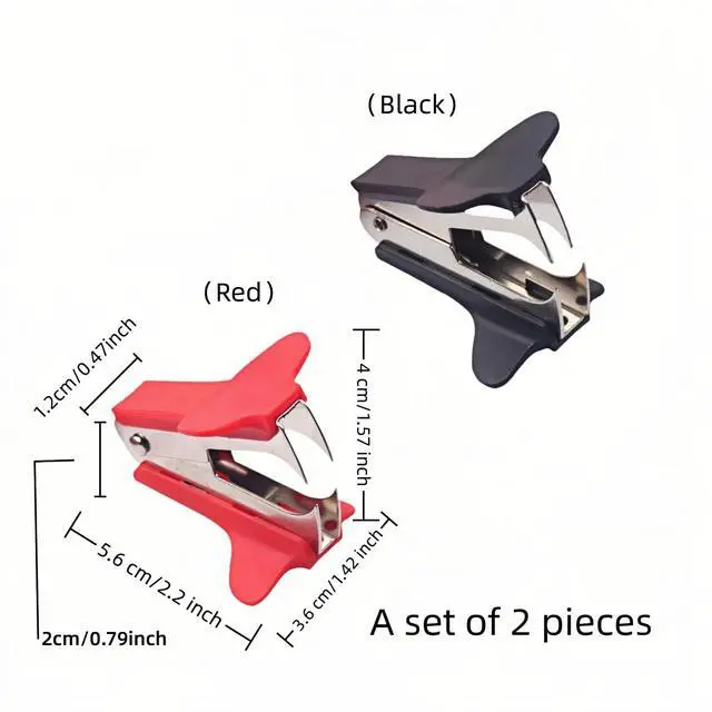 Alt view image 2 of 7 - Staple Remover 2 Pack - Heavy Duty No Rip Design with Steel Teeth | Red & Black Set for Office, School, Bulletin Boards | Smooth Grip Puller