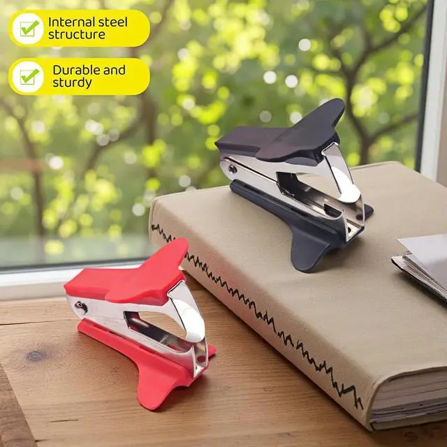Alt view image 7 of 7 - Staple Remover 2 Pack - Heavy Duty No Rip Design with Steel Teeth | Red & Black Set for Office, School, Bulletin Boards | Smooth Grip Puller