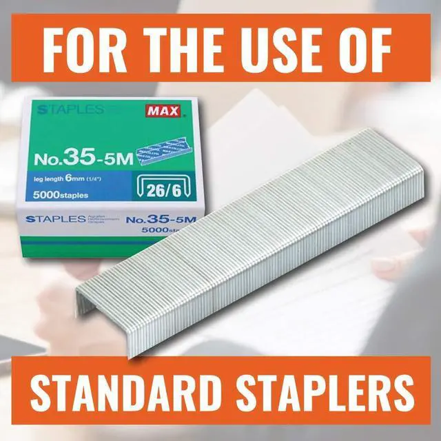 Alt view image 3 of 6 - 35-5M Standard Staples for USA; Leg Length 6mm (1/4"); 100 Staples per Stick, for Use with Max HD-50, HD-50R, HD-50F and other Standard Staplers, 0.25" Leg Length, 0.5" Crown Width, 5000 Count