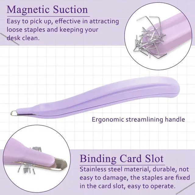Alt view image 3 of 5 - Professional Staple Remover Tool, Magnetic Tip Design Facilitates Collection of Staples, Staple Remover Stick for Home, School, and Office, Purple