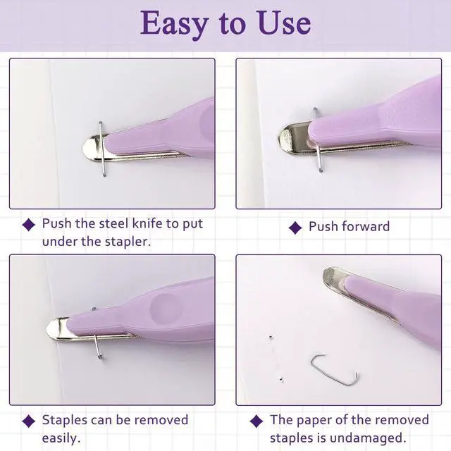 Alt view image 4 of 5 - Professional Staple Remover Tool, Magnetic Tip Design Facilitates Collection of Staples, Staple Remover Stick for Home, School, and Office, Purple