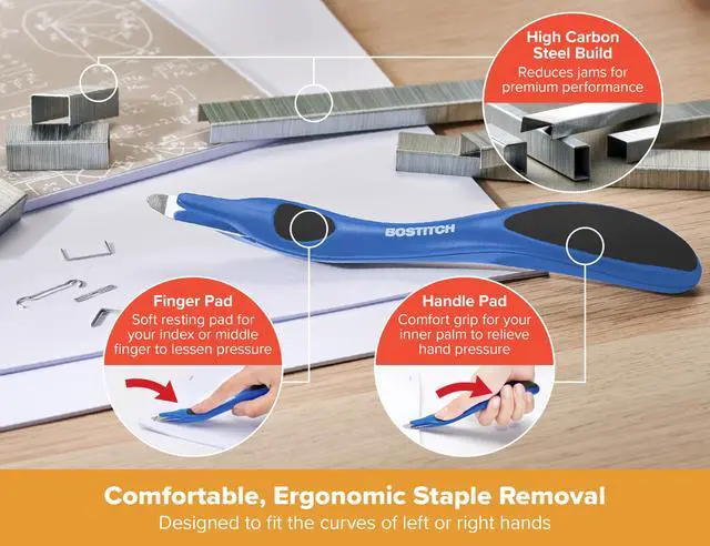 Alt view image 6 of 7 - Titan Heavy Duty Metal Stapler, 50 Sheet Capacity with 1250 Staples and Ergonomic Staple Remover, Jam Free Stapling, Full Strip Stapler for Desk, Office and Classroom, Blue