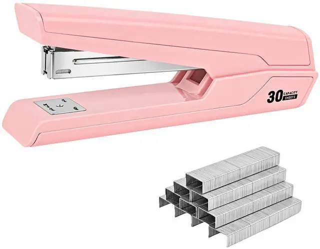 Main image of Metal Stapler with 830 Staples,Pink Stapler,Staplers for Desk | 30 Sheet Capacity, Office Stapler,Non-Slip