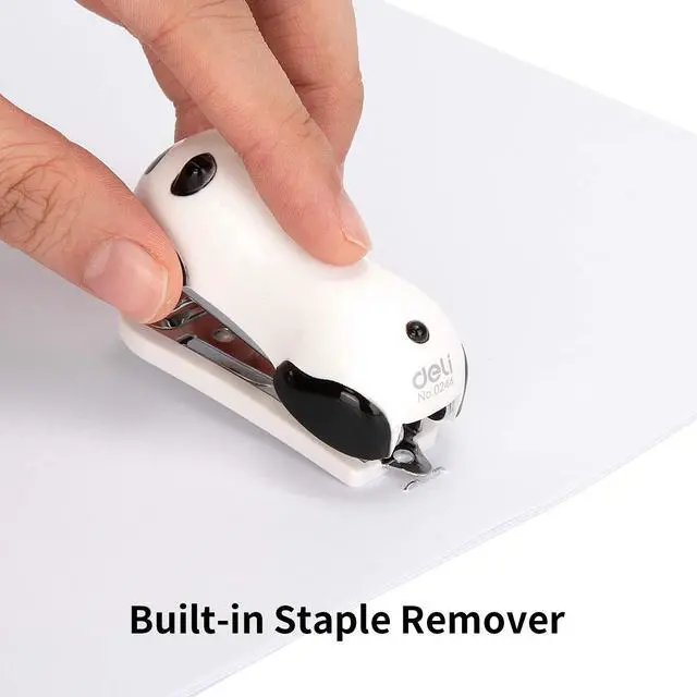 Alt view image 3 of 5 - Mini Cute Panda Desktop Stapler, 12 Sheet Capacity | Includes Built-in Staple Remover & 1000PCS No.10 Staples