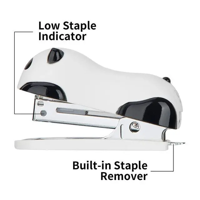 Alt view image 4 of 5 - Mini Cute Panda Desktop Stapler, 12 Sheet Capacity | Includes Built-in Staple Remover & 1000PCS No.10 Staples