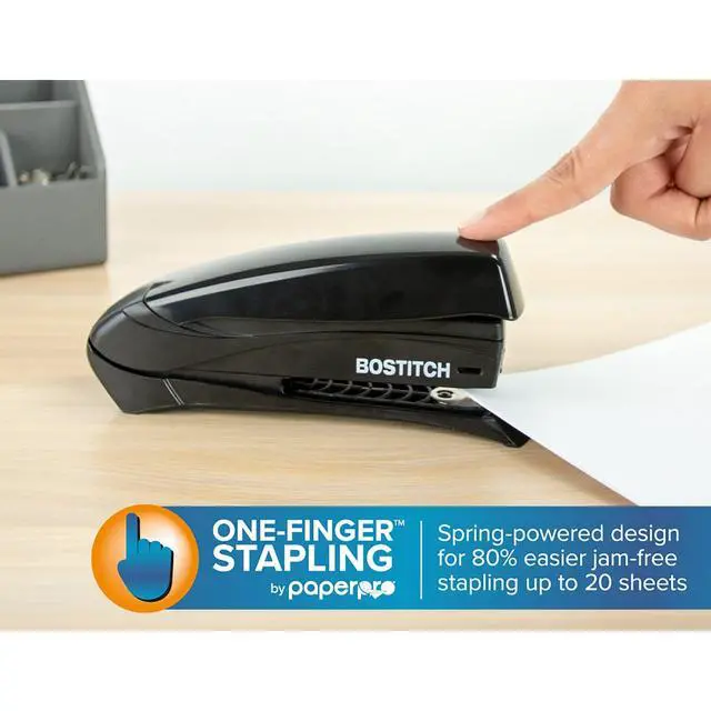 Alt view image 7 of 7 - Office Inspire 20 Sheet Stapler, One Finger, No Effort, Spring Powered Stapler, Black