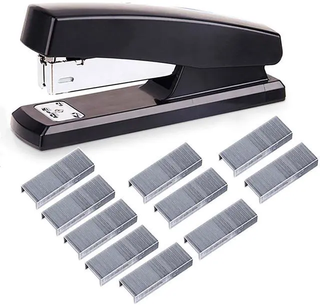 Main image of Desktop Staples, 4.8 Inch Labor Saving Black Stapler for 20 Sheets Capacity with 500 Pcs No.12 Staples (Black)