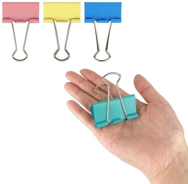 Main image of Extra Large 2-Inch Colored Binder Clips, 12-Pack (Pink, Blue, Green, Yellow)