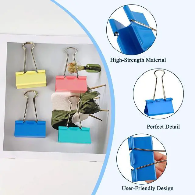 Alt view image 3 of 7 - Extra Large 2-Inch Colored Binder Clips, 12-Pack (Pink, Blue, Green, Yellow)