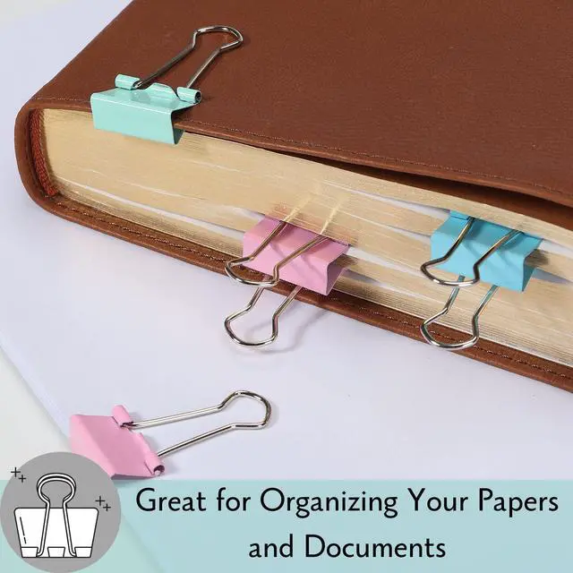 Alt view image 7 of 7 - Small Binder Clips, 50 pcs, 0.75", Small Size | Pastel Color Metal Binder Paper Clips, Paper Clamps for Office Supplies, Home, School, Business, Document Organizing