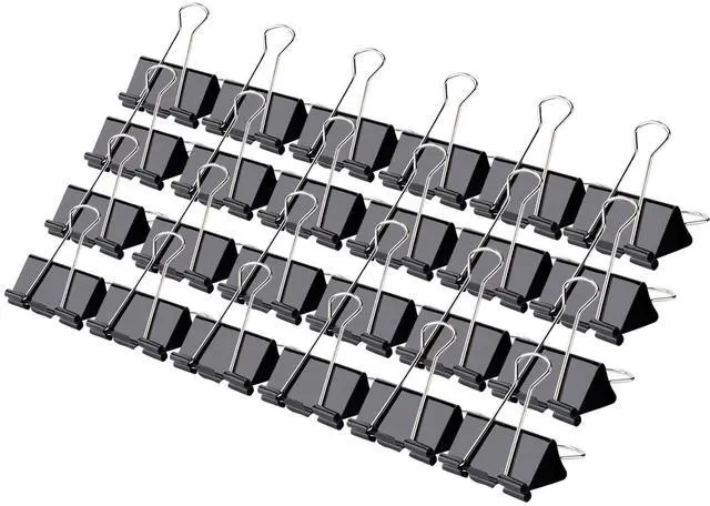 Main image of Binder Clips 1.25 Inch, 24 Pcs Black Medium Office Paper Clamps | Solid Metal Clips, Heavy-Duty Grip for Thick Docs, Great for Accounting, Teachers, Receipts & Daily Office File Sorting