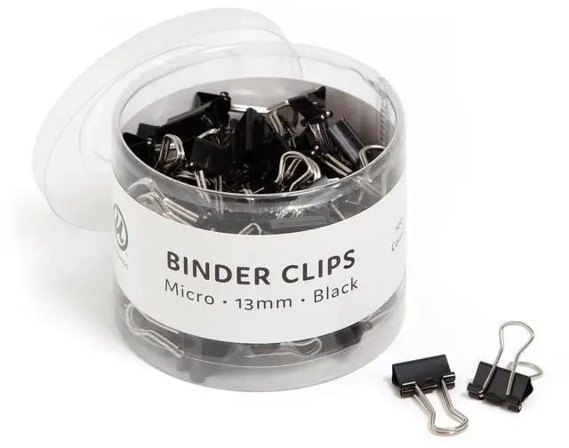 Main image of Binder Clips, 100-Count, 1/2 Inch, Small Paper Clamps, Black