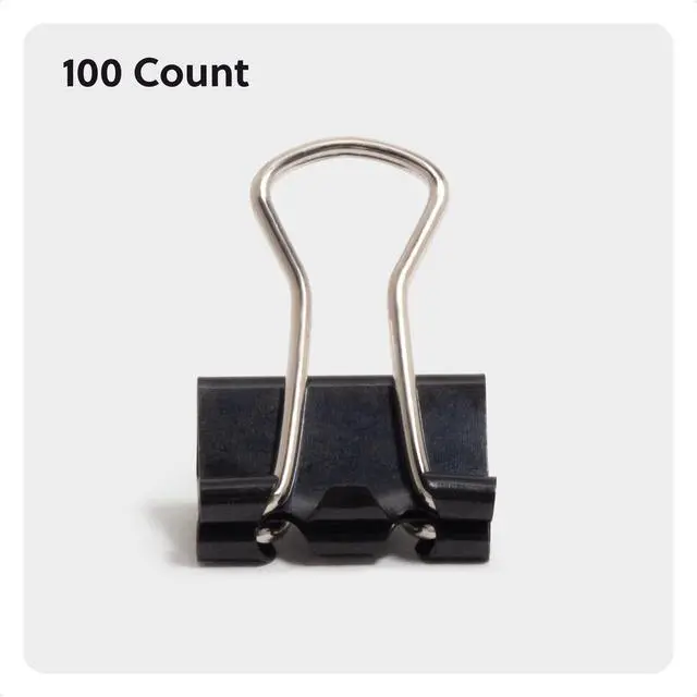 Alt view image 2 of 6 - Binder Clips, 100-Count, 1/2 Inch, Small Paper Clamps, Black