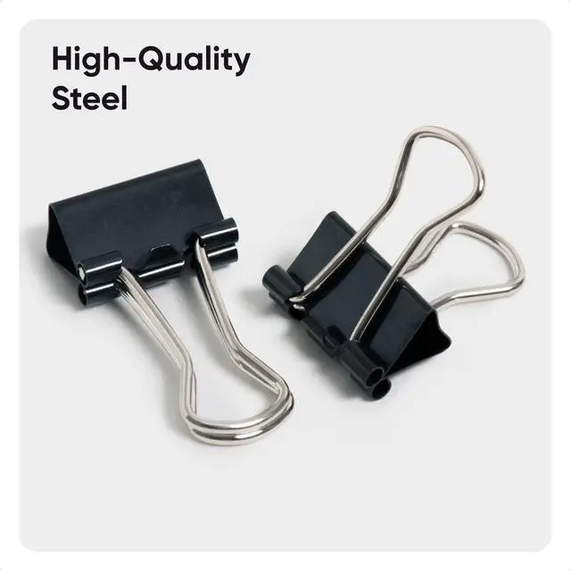 Alt view image 4 of 6 - Binder Clips, 100-Count, 1/2 Inch, Small Paper Clamps, Black