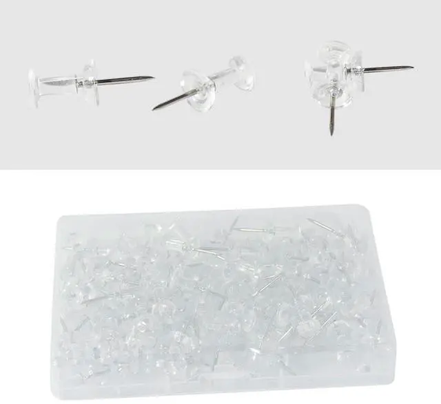 Main image of 100 Pack Push Pins Tacks, Clear Plastic Head, Steel Point,Thumb Tacks for Bulletin Board,Stick Pins Thumb Tacks for Cork Board Wall Hangings (100, Clear)