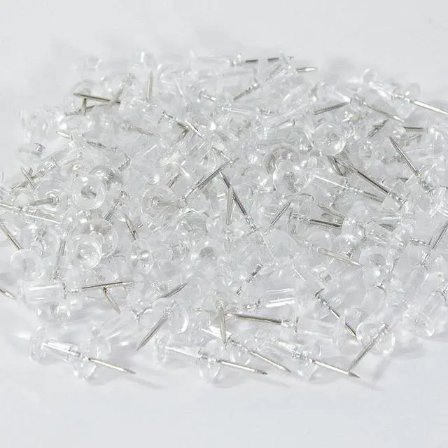 Alt view image 4 of 6 - 100 Pack Push Pins Tacks, Clear Plastic Head, Steel Point,Thumb Tacks for Bulletin Board,Stick Pins Thumb Tacks for Cork Board Wall Hangings (100, Clear)