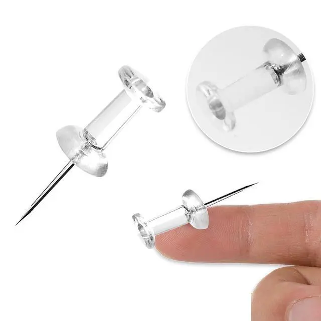 Alt view image 3 of 7 - Clear Plastic Head Push Pins, 200 Count, Steel Point Tacks