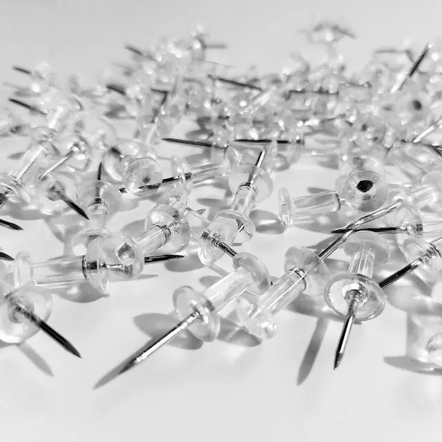 Alt view image 2 of 7 - Clear Plastic Head Push Pins, 200 Count, Steel Point Tacks