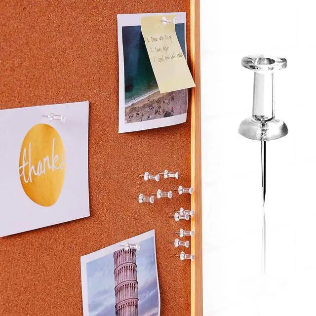 Alt view image 4 of 7 - Clear Plastic Head Push Pins, 200 Count, Steel Point Tacks