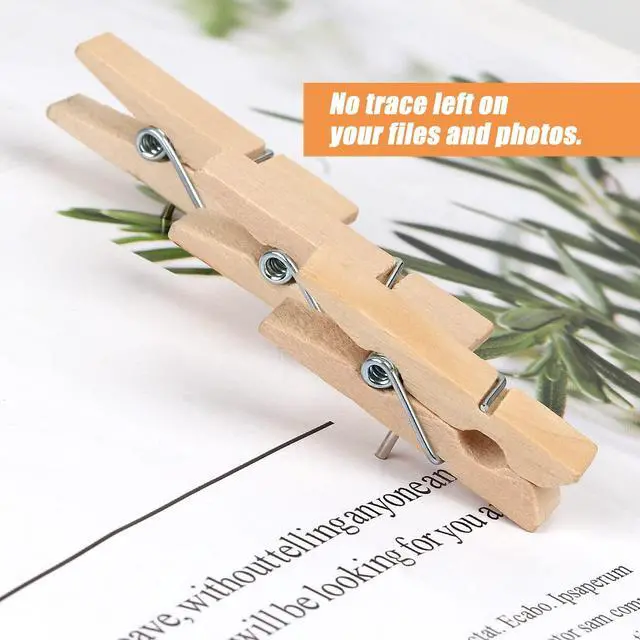 Alt view image 3 of 6 - 50 PCS Push Pin with Wooden Clips, Durable Wooden Push Pins, Decorative Pushpins Tacks Thumbtacks, Tacks for Cork Board Artworks Notes Photos, Craft Projects, Offices and Homes (Burlywood)
