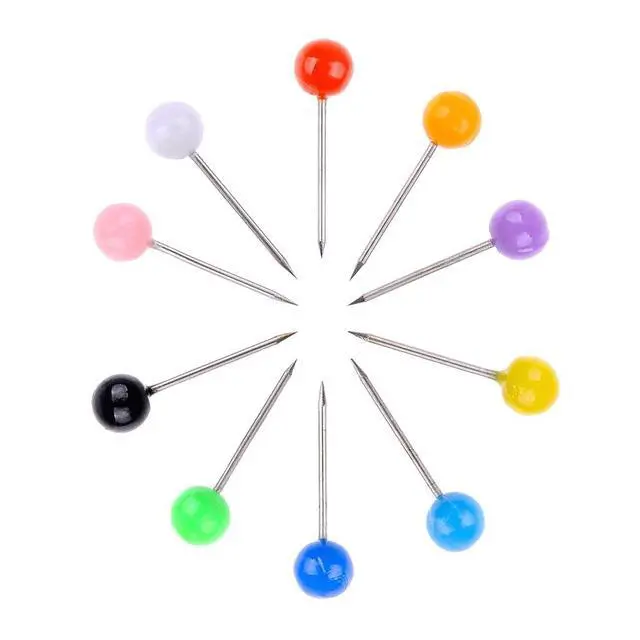 Alt view image 3 of 4 - 600 PCS Multi-Color Push Pins Map Tacks,1/8 inch Round Head with Stainless Point, 10 Assorted Colors (Each Color 60 PCS) in reconfigurable Container for Bulletin Board, Fabric Marking