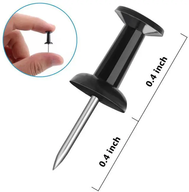 Alt view image 3 of 7 - Push Pins 100-count Black Thumb Tacks Standard Dark Pushpins Steel Point and Plastic Head