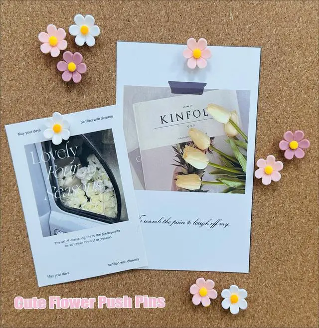 Alt view image 5 of 6 - 30 Pcs Cute Decorative Flower Push Pins for Bulletin Board, Cork Board Thumbtacks for Classroom, Home Office