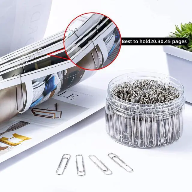 Alt view image 3 of 5 - Shiny Silver Jumbo Paper Clips, 1.3 Inch & 2 Inch, 400pcs | For Office, School & Home, Document Organizing