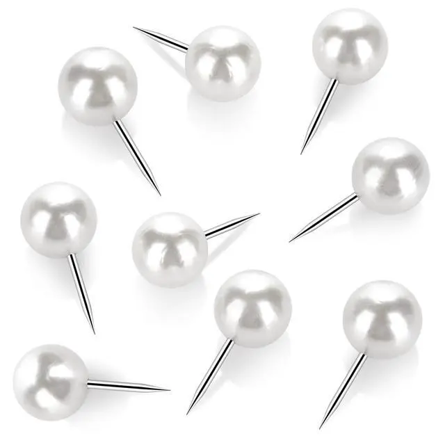 Alt view image 3 of 7 - 60 Pcs Push Pins, Thumb Tacks for Decorative Wall, Pearl White Thumbtacks for Bulletin Board Corkboard Map Calendar Photo Home Office
