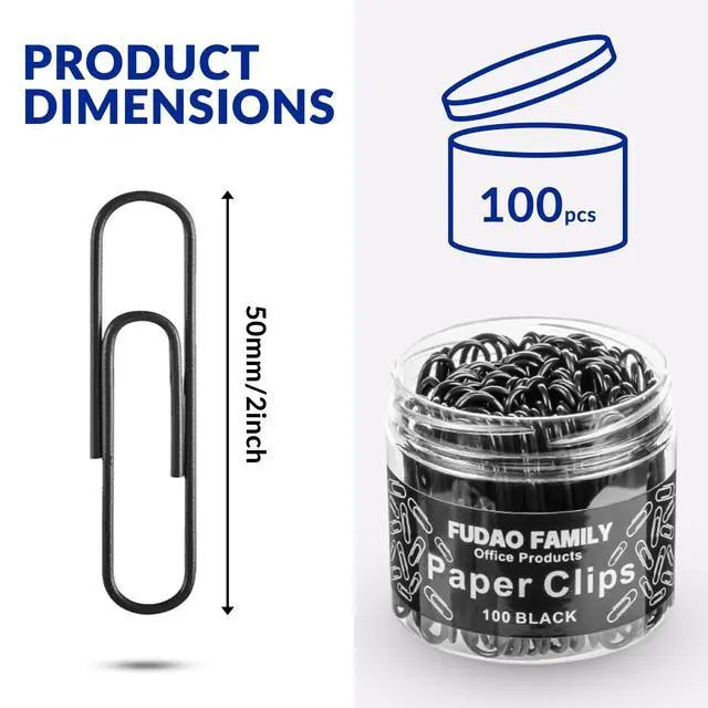 Alt view image 2 of 6 - Jumbo Paper Clips, 2 Inch Paper Clip, 100 pcs Large Paperclips (Jumbo, Black)