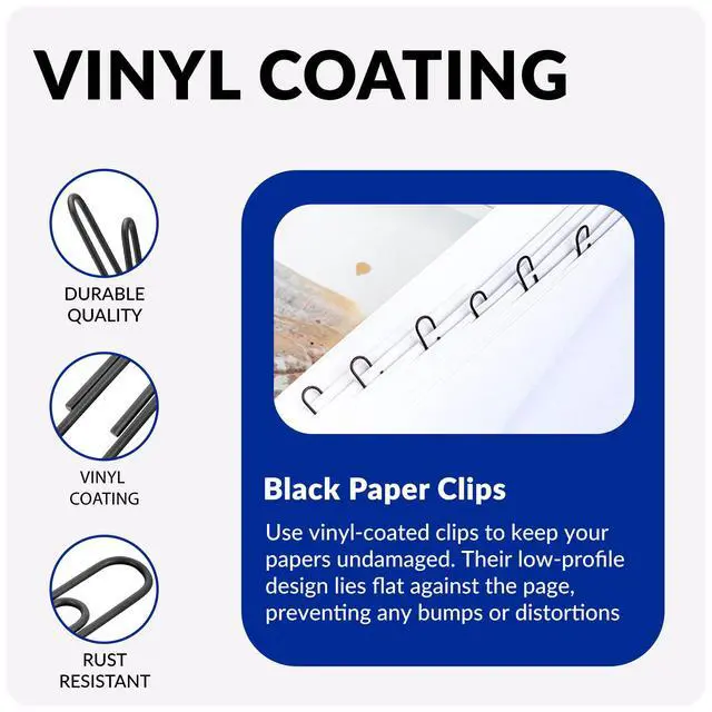 Alt view image 3 of 6 - Jumbo Paper Clips, 2 Inch Paper Clip, 100 pcs Large Paperclips (Jumbo, Black)