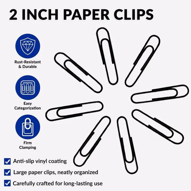 Alt view image 4 of 6 - Jumbo Paper Clips, 2 Inch Paper Clip, 100 pcs Large Paperclips (Jumbo, Black)
