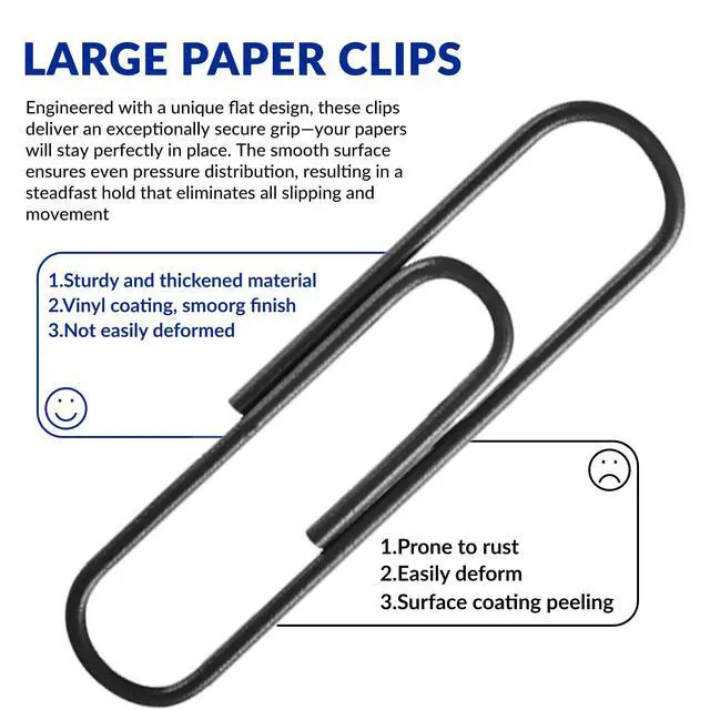 Alt view image 5 of 6 - Jumbo Paper Clips, 2 Inch Paper Clip, 100 pcs Large Paperclips (Jumbo, Black)