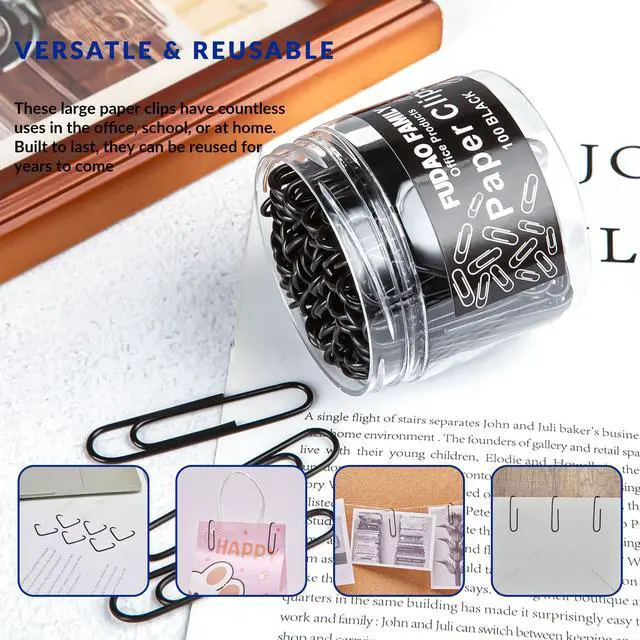 Alt view image 6 of 6 - Jumbo Paper Clips, 2 Inch Paper Clip, 100 pcs Large Paperclips (Jumbo, Black)