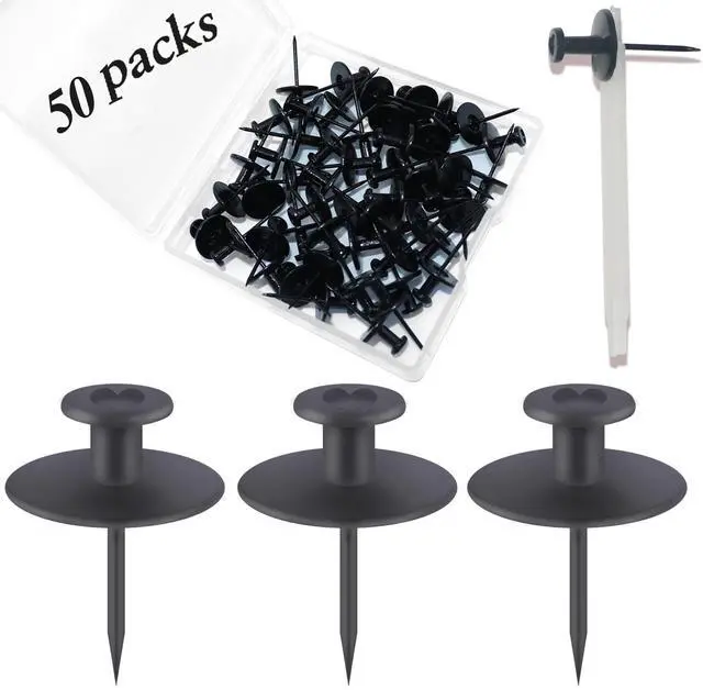 Main image of 50 PCS Push Pins Picture Hangers Wall Hooks, Double Headed Thumb Tacks for Wall Hangings, Renter Friendly Decor Small Picture Frame Hangers for Drywall Cork Board Home Office Photo Decorations(Black)