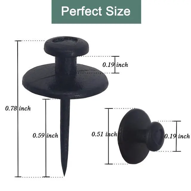 Alt view image 3 of 7 - 50 PCS Push Pins Picture Hangers Wall Hooks, Double Headed Thumb Tacks for Wall Hangings, Renter Friendly Decor Small Picture Frame Hangers for Drywall Cork Board Home Office Photo Decorations(Black)