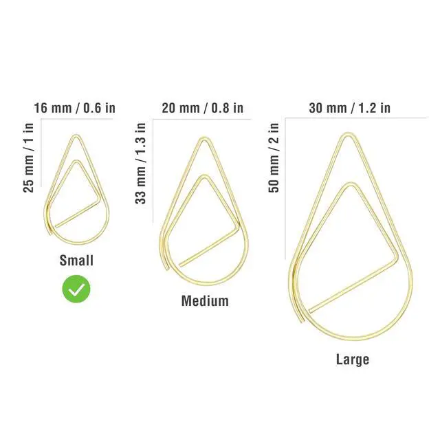 Alt view image 2 of 7 - 250 PCS Gold Paper Clips, Teardrop Paperclips, 1 Inch | Cute, Stainless Steel, Drop-shaped, Office School Supplies, Wedding Invitations Crafts, Scrapbooking Bookmarks