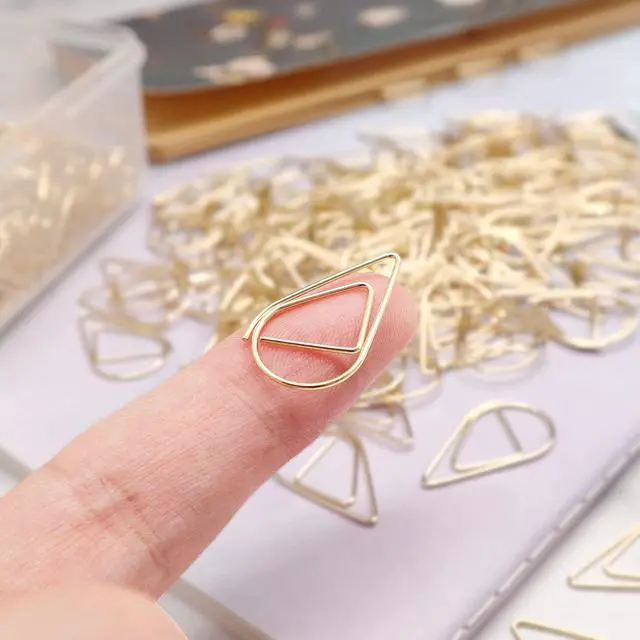 Alt view image 3 of 7 - 250 PCS Gold Paper Clips, Teardrop Paperclips, 1 Inch | Cute, Stainless Steel, Drop-shaped, Office School Supplies, Wedding Invitations Crafts, Scrapbooking Bookmarks