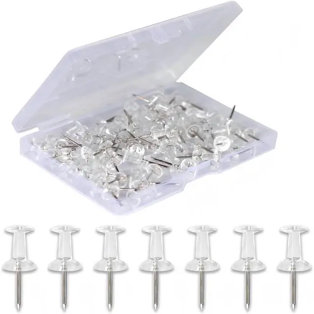 Main image of 120-Pack Push Pins for Bulletin Board, Thumb Tacks with Clear Plastic Tip and Steel Tip, Portable and Durable Wall Tacks Suitable for Cork Board, Office and Daily Life