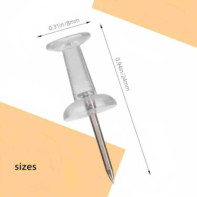 Alt view image 2 of 7 - 120-Pack Push Pins for Bulletin Board, Thumb Tacks with Clear Plastic Tip and Steel Tip, Portable and Durable Wall Tacks Suitable for Cork Board, Office and Daily Life