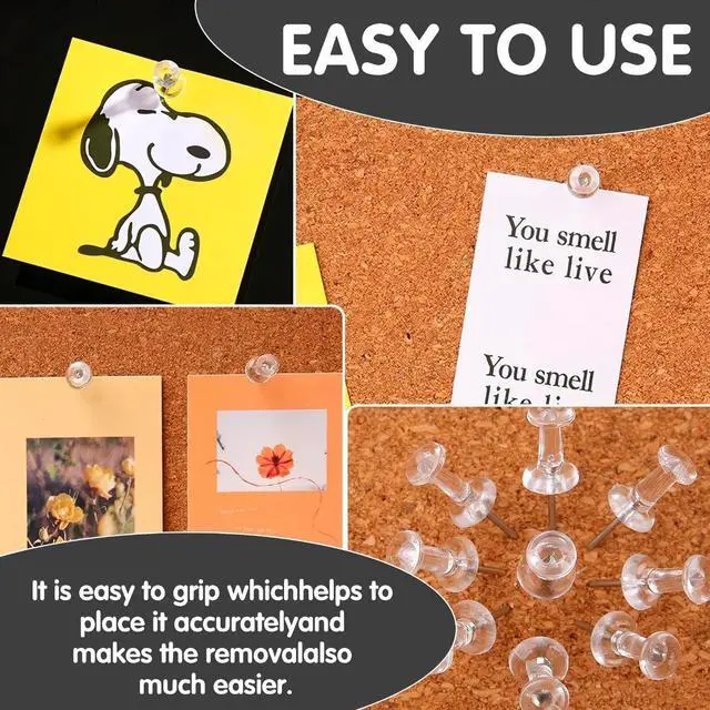 Alt view image 5 of 7 - 120-Pack Push Pins for Bulletin Board, Thumb Tacks with Clear Plastic Tip and Steel Tip, Portable and Durable Wall Tacks Suitable for Cork Board, Office and Daily Life