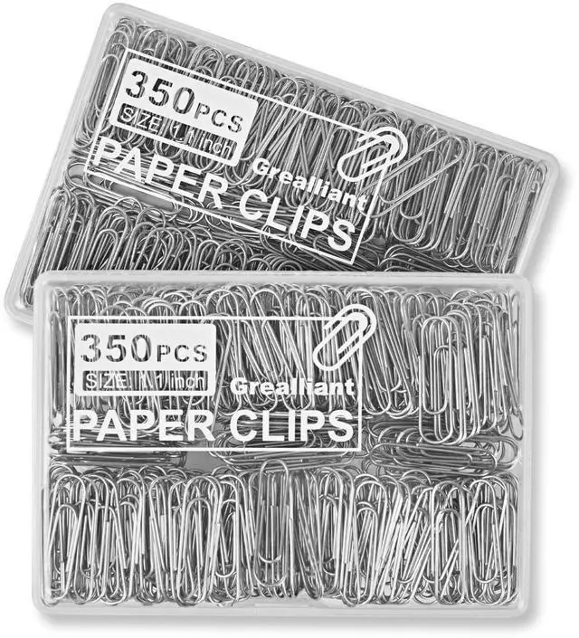 Main image of 700 PCS Paper Clips, Small Paper Clips for Paperwork, 2 Boxes of 350 PCS Each, Sturdy and Upgraded Plastic Boxes Well Packed, Easy to Use in Office, School and Home