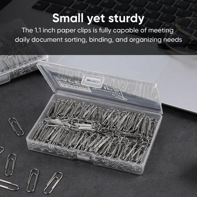 Alt view image 4 of 7 - 700 PCS Paper Clips, Small Paper Clips for Paperwork, 2 Boxes of 350 PCS Each, Sturdy and Upgraded Plastic Boxes Well Packed, Easy to Use in Office, School and Home