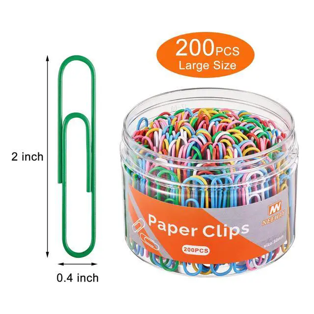 Alt view image 2 of 6 - 200pcs Colored Paper Clips, 2 Inch Large Paper Clip, Jumbo Paperclips, Paper Clips Assorted Colors