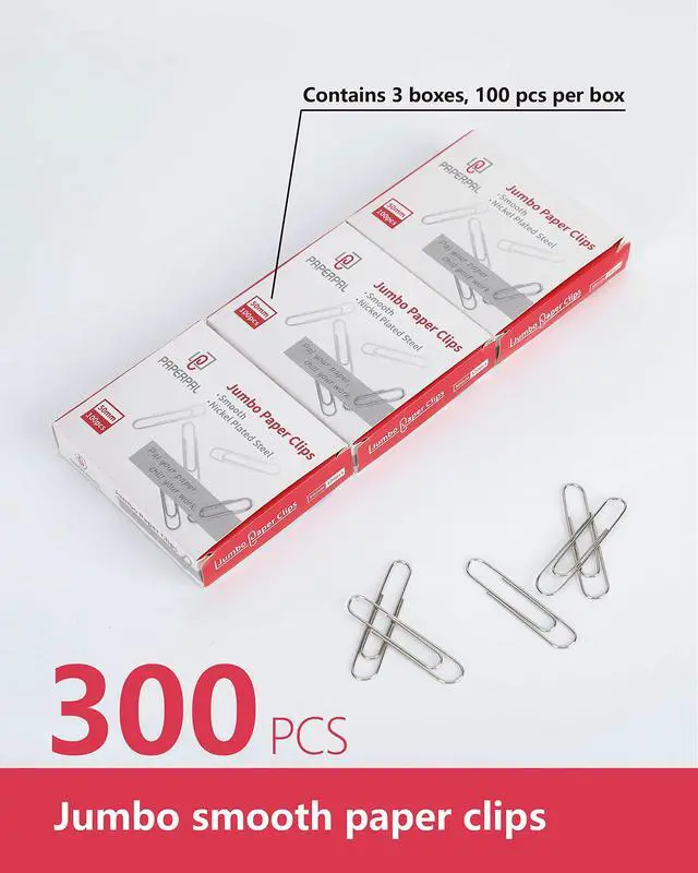 Alt view image 3 of 7 - Paperclips for Office School & Personal Use, Jumbo Smooth Paper Clip (2"), 300 Large Paper Clips (3 Boxes of 100 Each), Silver | Large paper clips for office, school and personal use