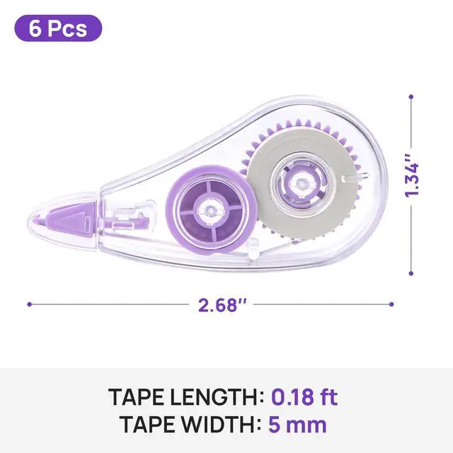 Alt view image 2 of 7 - 6 Pcs Correction Tape, 18.04 Ft,Tear-Resistant, 0.2 in Width | Wrong Out Correction Tape Bulk, Instant Corrections, Easy To Use Applicator, for School, Office, Note Taking, Journal